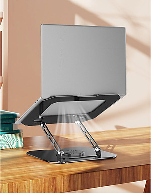 Kệ đỡ giá đỡ đế tản nhiệt cho laptop, máy tính hợp kim nhôm gấp gọn xoay 360 độ nhiều nấc độ cao K2 - Hàng chính hãng