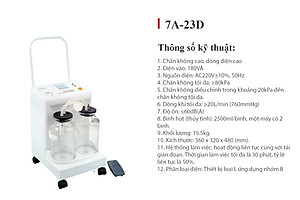 Máy Hút Dịch 2 Bình Công Suất Lớn YUWELL 7A-23D(20L) - Nhập Khẩu Chính Hãng - Bảo Hành 1 Năm