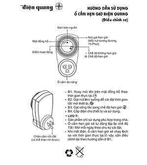 Ổ cắm hẹn giờ  Điện Quang ĐQ ESK MT06 WBL 13 ( Điều chỉnh cơ, 1 lỗ - 3 chấu, trắng – đen )