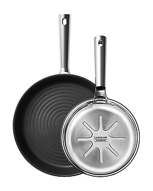 Chảo SUIT STS LocknLock  - hệ thống khóa dầu - Thép không gỉ - Thiết kế móc treo - Dùng bếp từ - Màu tự nhiên