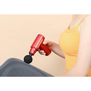 Máy massage cầm tay mini - Súng massage cầm tay đấm lưng mát xa trị liệu cổ vai gáy 4 đầu 6 chế độ, hàng tốt.
