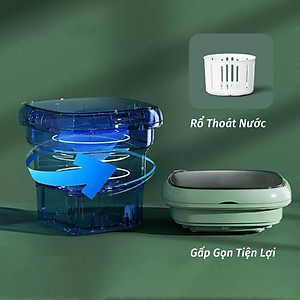 Máy giặt mini tự động, khử khuẩn bằng ánh sáng xanh, giúp quần áo sạch khuẩn