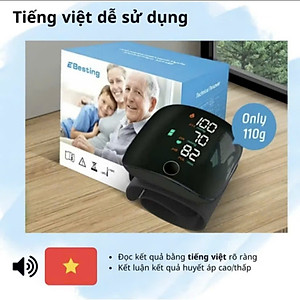 Máy Đo HyếtÁp Cổ Tay, Đo NhịpTim Hiện Đại Với Màn Hình LED, Giọng Nói Tiếng Việt , Sạc Pin Siêu Bền