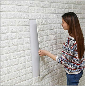 10 Tấm Xốp Dán Tường Giả Gạch Màu Trắng Dày 4mm Khổ 70X77 Cm Chịu Lực, Chịu Nước, Chống Ẩm Mốc Loại Cao Cấp 