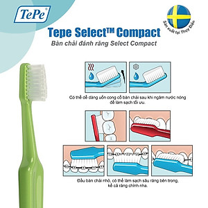 Bàn chải đánh răng cho bé TEPE Select Compact – mềm, đầu nhỏ, bảo vệ răng nướu tối ưu (Vỉ) - Nhập Khẩu Thuỵ Điển