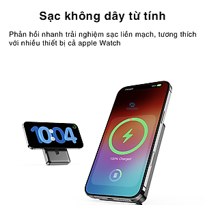 Pin Sạc dự phòng không dây nam châm 5-in-1 ROCK P50 10000mAh 20W tích hợp chân đế giữ điện thoại - Hàng chính hãng bảo hành 12 tháng