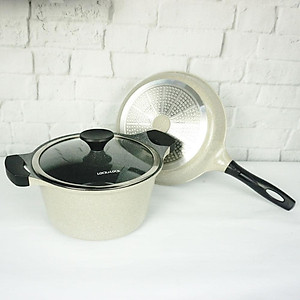 Bộ nồi và Chảo đá Lock&Lock Stone LCA6244DS02 dùng trên Bếp từ- Hàng chính hãng