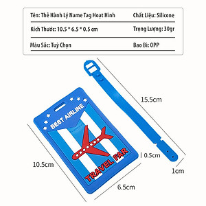 Thẻ Hành Lý Name Tag Vali Du Lịch Móc Treo Cặp Sách Balo Cho Bé Đánh Dấu Ghi Tên Dễ Thương