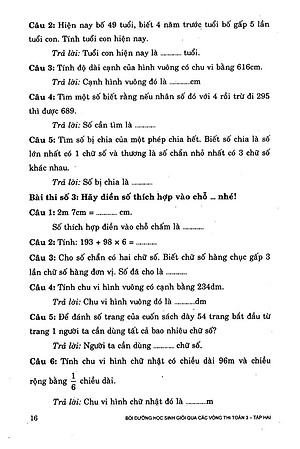Sách Bồi Dưỡng Học Sinh Giỏi Qua Các Vòng Thi Toán Lớp 3 (Tập 2)
