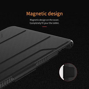Bao da chống sốc cho iPad Pro 12.9 2020 2021 M1 2022 M2 hiệu Nillkin Bumber có ngăn đựng bút chống va đập, mặt lưng show Logo táo, cơ chế smartsleep - Hàng chính hãng