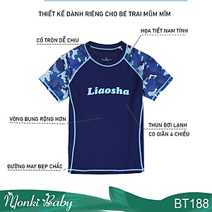Bộ bơi cỡ lớn cho bé trai mập béo, quần 2 lớp chống lộ rộng rãi có túi để đồ, áo thiết kế riêng thoải mái hơn cho bé big size | BT188
