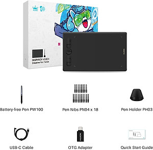 Tặng Găng Tay Vẽ Trị Giá 139K - Bảng Vẽ Cảm Ứng Huion Inspiroy H580X Màn Hình Rộng 8x5 Inch Bút Không Pin 8192 Lực Nhấn - Hàng Chính Hãng.Huion H580X Graphics Tablet Digital Battery Free Pen Tablets Signature Drawing Pad Phone Connectivity Chorm OS Androi