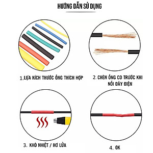 Bộ Ống Gen Co Nhiệt Thu Hẹp Nhiều Màu Đủ Size Kích Thước Giúp Cách Điện Bảo Vệ Dây Cáp (Chất Liệu PE Polyolefin) Giúp Sửa Chữa Dây Điện Nhanh Chóng - Hàng Nhập Khẩu