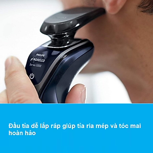 Máy cạo râu khô và ướt cao cấp Philips Norelco S5355/82 tích hợp đầu cạo linh hoạt theo 5 hướng cạo nhanh và sát - Hàng Nhập Khẩu