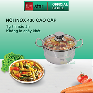 Bộ Nồi Inox 430 Bếp Từ 3 Đáy 3 Món Nắp Kính Fivestar Tặng 2 Muỗng Canh