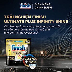 [Mới] Viên rửa chén bát hương chanh Finish Ultimate Plus All in one túi 18 viên - dòng siêu cao cấp