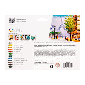 Màu Nước Acrylic Dạng Tuýp 12Ml Deli - 12/24 Màu - 1 Hộp - EC12