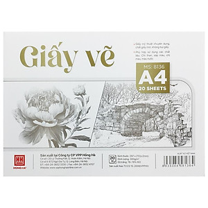 Bộ 20 Tờ Giấy Vẽ A4 300gsm - Hồng Hà 8136