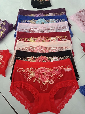 Combo 5 Chiếc Quần Lót Nữ Ren Hoa Thêu Cạp cao Sexy Gợi cảm fom to từ 48- 58kg