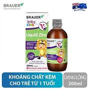 Siro bổ sung Kẽm, Vitamin C và D Brauer Úc Baby & Kids Liquid Zinc cho bé trên 1 tuổi (200ml)