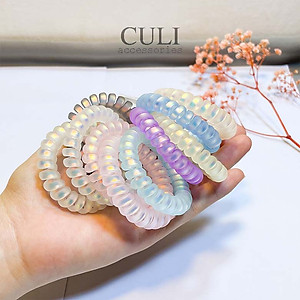 Dây cột tóc lò xo co giãn, nhựa dẻo xoắn nhiều màu xinh xắn - Culi accessories