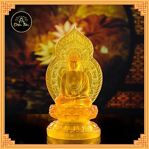 Tượng phật A Di Đà lưu ly cao 18cm tượng ADIDA trang trí để xe ô tô đồ thờ cúng phong thủy Diệu Tâm