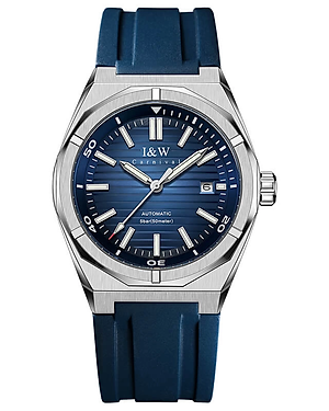 Đồng hồ nam chính hãng I&W CARNIVA 711G-S1 hàng mới,Kính sapphire chống xước ,Chống nước 50m ,Bảo hành chính hãng,Máy cơ (Automatic),dây cao su cao cấp, mặt xanh thiết kế đơn giản dễ đeo