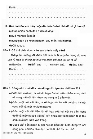 Sách 35 Bộ Đề Văn - Tiếng Việt Lớp 2 - Tự Luận & Trắc Nghiệm (Tái Bản)