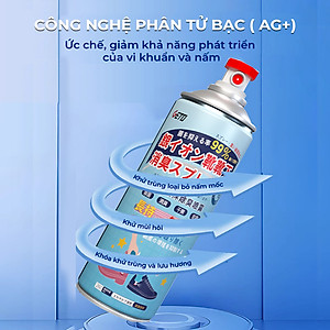 Chai Xịt Khử Mùi Giày Nano Bạc Dung Tích 260ml Chai Màu Xanh Diệt Khuẩn Ngăn Ngừa Hôi Chân Lưu Hương 24h