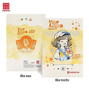 Vở Hồng Hà 72 trang kẻ ngang 7mm gáy ghim Sao mai Live Music 1693 định lượng 55 - 57gsm độ trắng 84% ISO Khổ vở 170 x 240mm (khổ nhỏ)