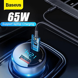 Tẩu sạc nhanh đa năng Baseus CCKX-C0A tích hợp Type-C và USB công suất 65W - Hàng Nhập Khẩu