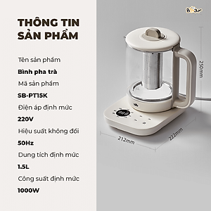 Ấm pha trà siêu tốc Bear SB-PT15K - Hàng Chính Hãng