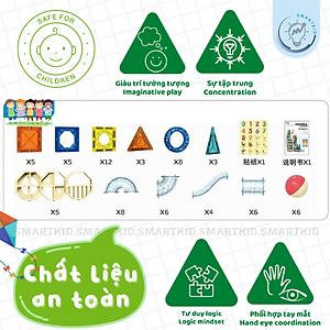 Bộ xếp hình nam châm kính MAGNETIC BLOCKS - Đồ chơi tư duy cho bé 3+