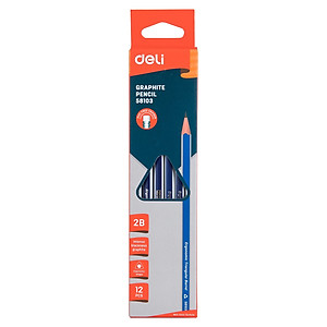 Bút 2B kèm tẩy Deli - sọc neon nhiều màu - 12 cây/hộp - E37013 / E37014 / E37015 / E37016/ E37000/ E58103/ E10902