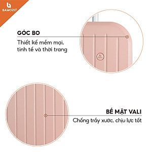 Vali du lịch thời trang BAMOZO 8812 MÀU HỒNG NHẠT size 20/24 , vali kéo chống trầy xước được bảo hành 5 năm