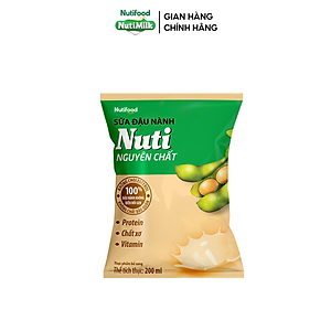 Thùng Sữa Đậu Nành NutiMilk Nguyên Chất 200ml (Bịch 200ml x 36) - Bổ Sung Dinh Dưỡng Từ Hạt Đậu Nành