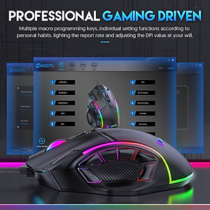 Chuột Gaming Esport macro X15 Led RGB 12800 DPI 12 phím cho máy tính laptop hàng nhập khẩu