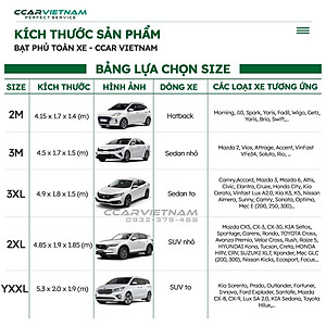 [Vải Dù Oxford] Bạt Phủ Xe Ô Tô 4, 5 Chỗ, 7 Chỗ Cách Nhiệt Che Nắng Mưa - Bạt Trùm Xe Hơi CCAR Cao Cấp - Ccar Vietnam