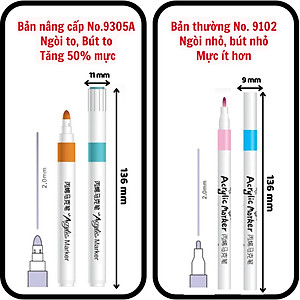 Bút Màu Acrylic Marker sơn đánh dấu Lalunavn nhiều mực hơn 50% bộ 12/24/36/48/60m hộp nhựa xách tiện dụng B196
