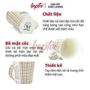 Cốc sứ cao cấp, ly sứ uống nước hoa văn phong cách Châu Âu Smart Cook dung tích 400ML Hàng chính hãng