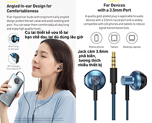 Tai nghe chân cắm 3.5mm âm thanh 6D Baseus H19 - Hàng chính hãng