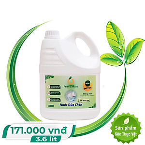 Nước Rửa Chén Gốc Thực Vật Peace Mass Công Nghệ Enzyme Rửa Sạch & Không Lưu Mùi - Can 3.6l (Thuộc nhóm Sản phẩm Lành tính  Sinh học)