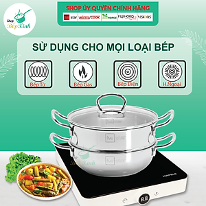 Nồi lẩu xửng hấp FIVESTAR 3 đáy từ nắp kính , tặng 1 vá canh 20cm | 24cm | 26cm | 28cm