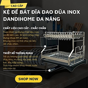 Kệ để chén bát đĩa, úp cốc inox DandiHome có khay hứng nước tặng kèm