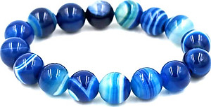 Vòng tay chuỗi hạt thạch anh xanh dương sọc 12 ly 16 hạt (192mm)