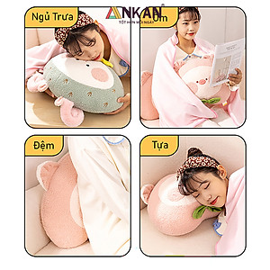 Gối Tựa Lưng Văn Phòng Kèm Chăn 3 Trong 1 Cừu Xanh Mint Cao Cấp, Dùng Để Ngủ Tại Văn Phòng, Đi Du Lịch Hoặc Quà Tặng Cho Người Thân