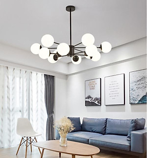 Đèn chùm ALIGA cao cấp hiện đại loại 12 bóng trang trí nội thất sang trọng - Kèm bóng LED chuyên dụng.