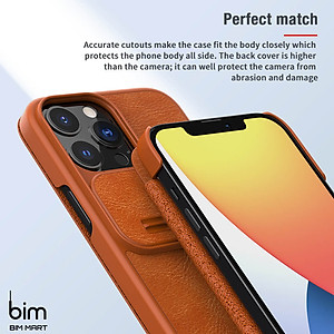 Bao da dành cho iPhone 13 Pro Max hàng chính hãng Nillkin QIN có nắp trượt bảo vệ camera