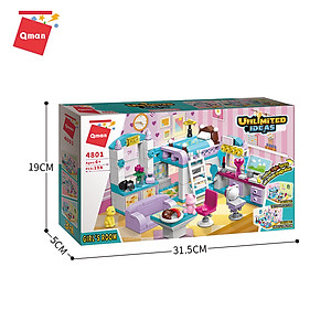 Đồ chơi lắp ráp, xếp hình Qman 4801 - Phòng của bé gái (194 mảnh ghép) - Dành cho bé từ 6 tuổi