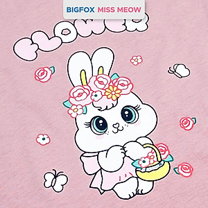 Set bộ cotton bé gái Bigfox Miss Meow size đại cộc tay mix chân váy hè cỡ 3,6,9,11 tuổi 30kg 40kg